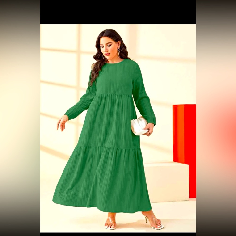 Plus Smock Ruffled Hem Dress